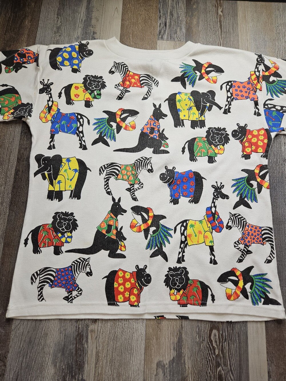Animal Fair Vintage Tshirt Medium Animals In Hawaiian Tshirts